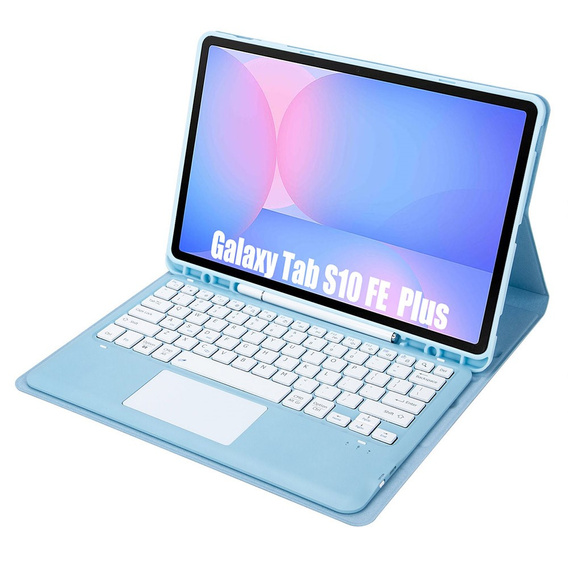 Futerał z klawiaturą bezprzewodową i touchpadem do tabletu Samsung Galaxy Tab S10 FE+ Plus X620/X626B - niebieski