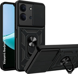 Etui pancerne do Xiaomi Redmi 15C 4G/LTE, z ochroną aparatu, z podstawką, czarne