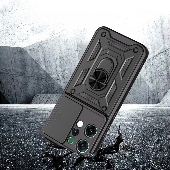 Etui pancerne do Oppo Reno 14, z ochroną aparatu, z podstawką, czarne