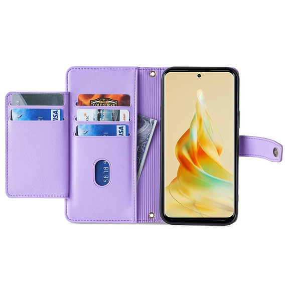 Etui z klapką do Oppo A38 / A18 4G, Wallet Zipper Pocket, fioletowe