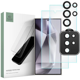 2x Szkło Tech-Protect + szkło na aparat, Supreme set, do Samsung Galaxy S24 Ultra, przezroczyste