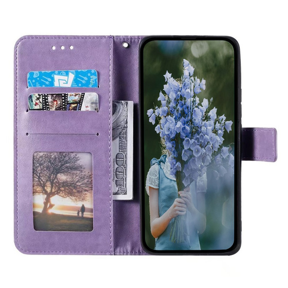 Etui z klapką do Motorola Moto G73 5G, Mandala, fioletowe