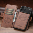 Etui z klapką 2w1 do iPhone 17 Pro Max, SUTENI, do MagSafe, brązowe