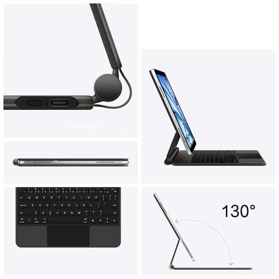 Etui z klawiaturą do iPad Air 11" 2025/2024 (7/6 gen.), Magnetic Keyboard Touchpad, czarne