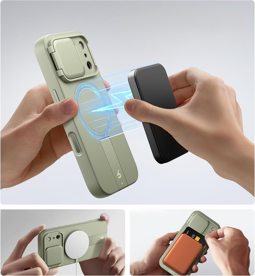 Etui do iPhone 17 Pro, Suritch Shockproof, do MagSafe – zielone