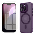 Etui do iPhone 16 Pro, do MagSafe, ERBORD Matt Case, ciemnofioletowe + Szkło na ekran