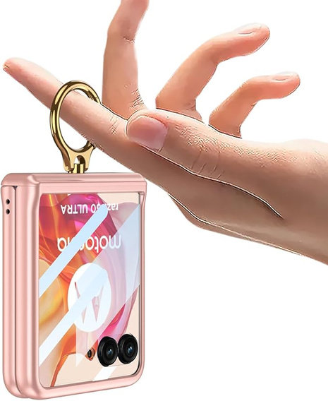 Etui do Motorola Razr 50 Ultra, Ring Holder, różowe
