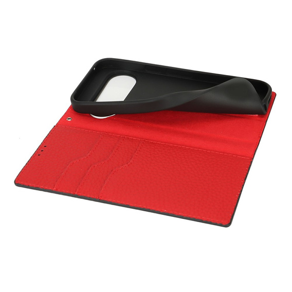 Etui z klapką do Google Pixel 10 Pro XL, skórzane Litchi Grain, czarne