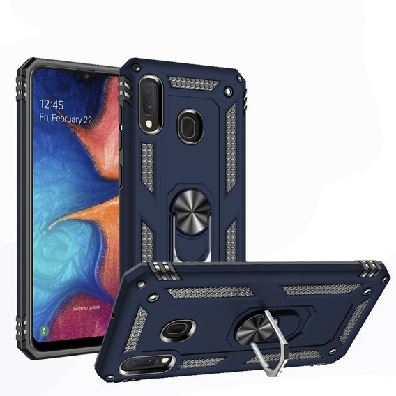 Etui pancerne do Samsung Galaxy A20E, Nox Case Ring, niebieskie