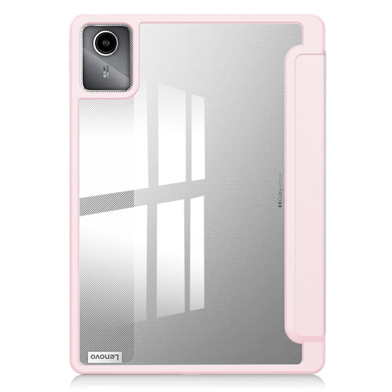 Pokrowiec z miejscem na rysik do Lenovo Tab M11 – przezroczysty tył, różowa klapka