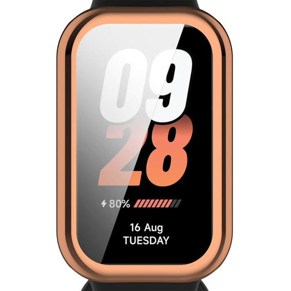 2w1 Etui z Osłoną do Xiaomi Redmi Smart Band 2 / Xiaomi Smart Mi Band 8 Active, Różowe złoto