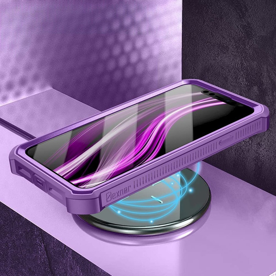 Etui pancerne do iPhone 12/12 Pro, Dexnor Full Body, fioletowe