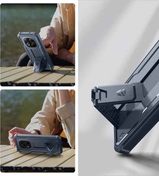 Pancerne etui Dexnor do Xiaomi Redmi Note 14 Pro 5G / POCO X7 5G z podstawką i osłoną kamery - niebieskie