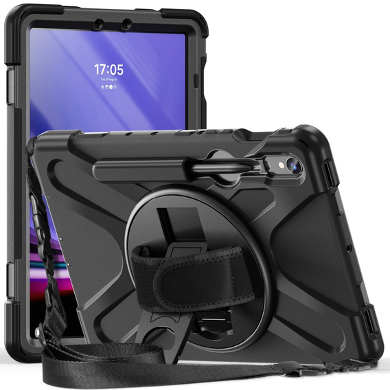 Etui pancerne do Samsung Galaxy Tab S9 / S8 / S7, ochronne 360 z miejscem na rysik, Czarne