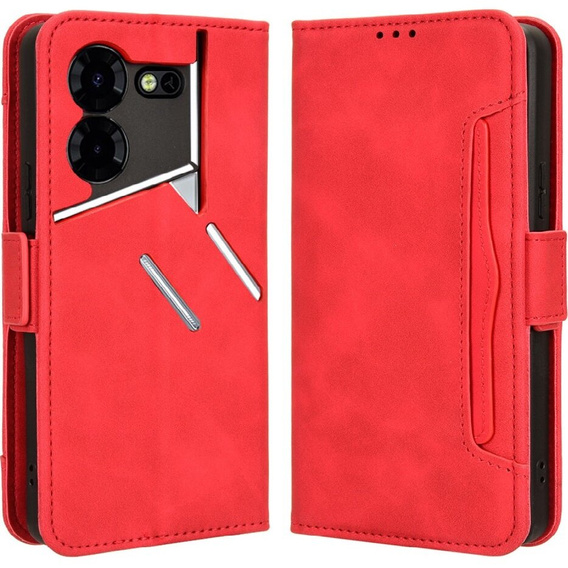Etui z klapką do Tecno Pova 5 Pro 4G, Card Slot, czerwone