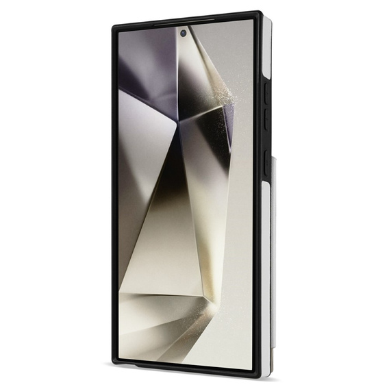 Etui do Samsung Galaxy S25 Ultra z kieszeniami na karty, paskiem i funkcją podstawki – białe