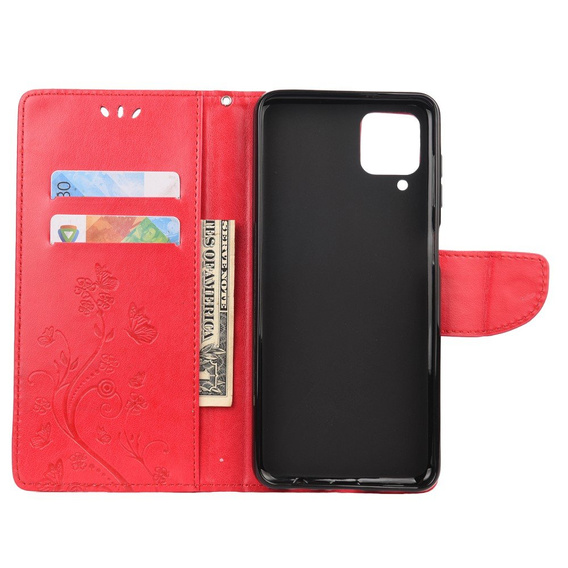 Etui z klapką do Samsung Galaxy A12 / M12 / A12 2021, Butterfly, czerwone