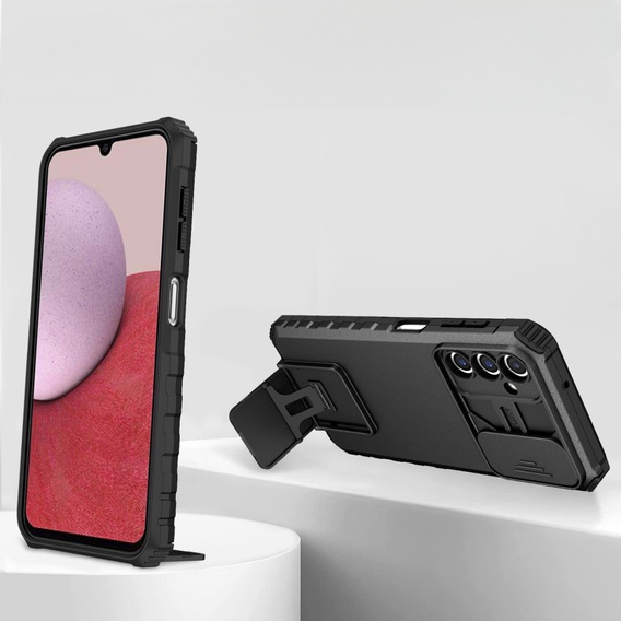 Etui pancerne do Samsung Galaxy A14 4G/5G, Camshield z podstawką, Czarne