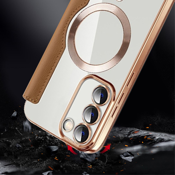 Etui z klapką do Samsung Galaxy S23, Wallet, MagSafe, brązowe