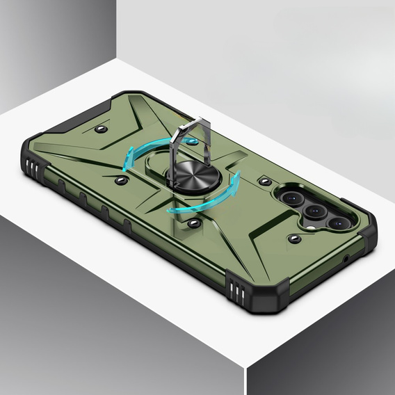 Etui pancerne do Samsung Galaxy A14 4G/5G, z ringiem, zielone