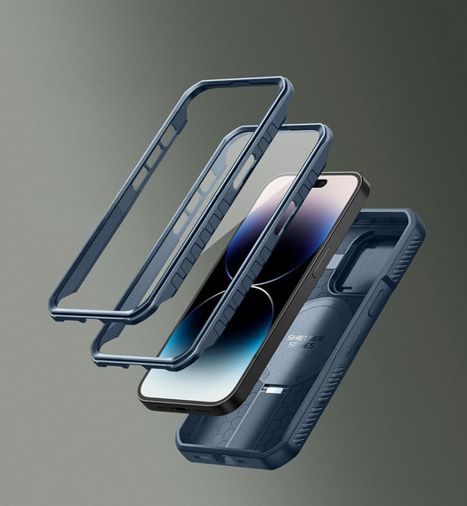 Dexnor Magnet Case – etui do iPhone 14 Pro z osłoną aparatu i podstawką - niebieskie