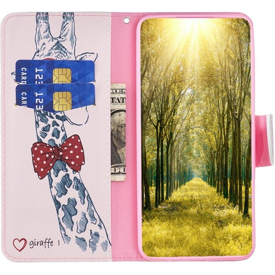 Etui z klapką do Samsung Galaxy A05s, Wallet, Giraffe różowe