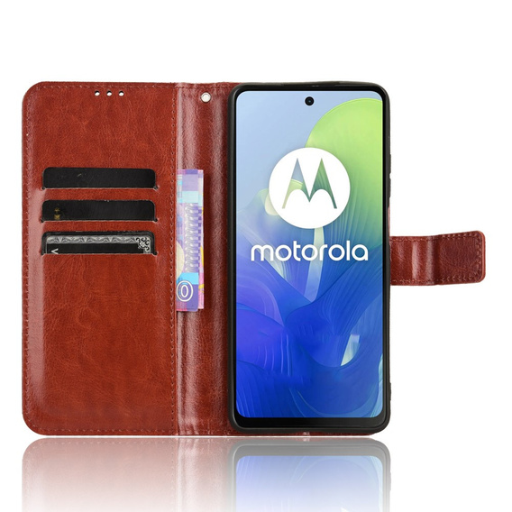 Etui z klapką do Motorola Moto G24 / G24 Power / G04, Crazy Horse Wallet, brązowe