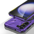 Etui do Samsung Galaxy S24, pancerne z podstawką i blaszką do uchwytu, fioletowe