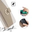 Etui z klapką do Samsung Galaxy S24, Wallet Zipper Pocket, z lusterkiem, białe