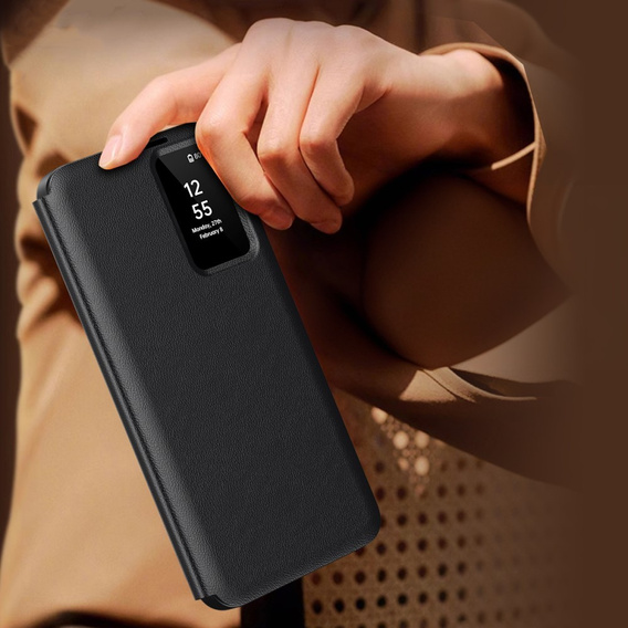 Etui z klapką do Samsung Galaxy S24 FE, Smart View Wallet, czarne
