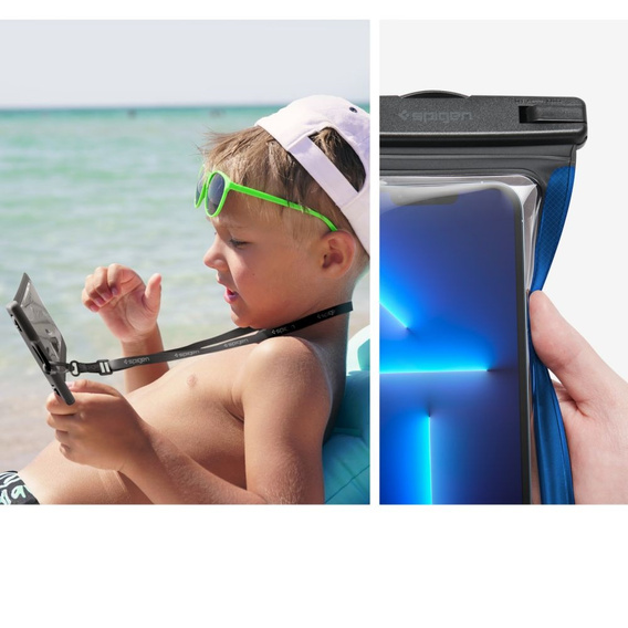 Wodoszczelne czarne etui Spigen A601 Universal Waterproof Case 2-Pack