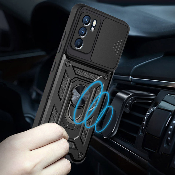 Etui pancerne do Oppo Reno 6 5G, CamShield Slide, czarne