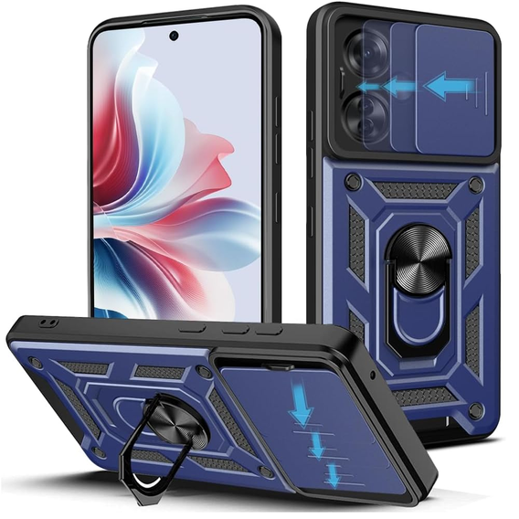 Etui pancerne do Oppo Reno 11F 5G, CamShield Slide, niebieskie