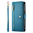 Etui z klapką do Samsung Galaxy S25+ Plus, Wallet Zipper Pocket, niebieskie