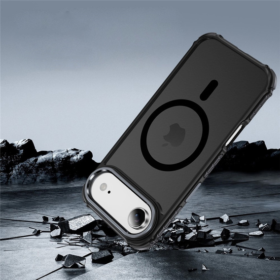 Etui Matt Case do iPhone 17 Air, pancerne, do MagSafe, przydymione z czarnymi bokami