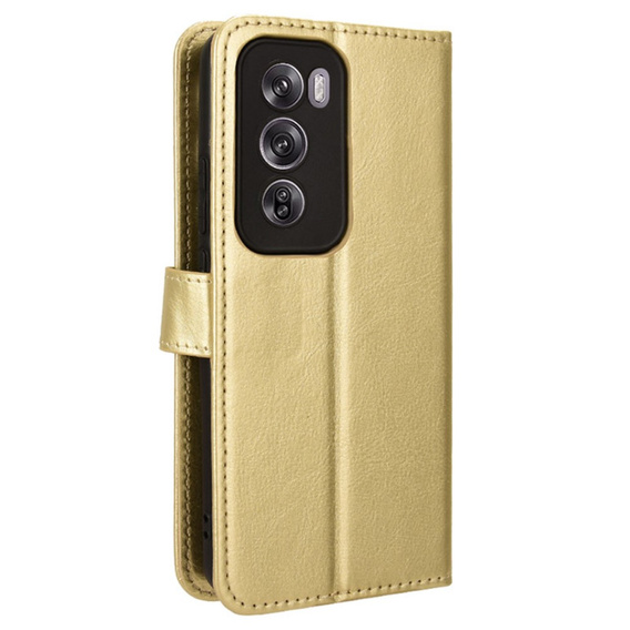 Etui z klapką do Oppo Reno 12 Pro, Crazy Horse Wallet, złote