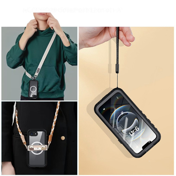 Etui wodoodporne do iPhone 16E, Redpepper, do MagSafe, czarne