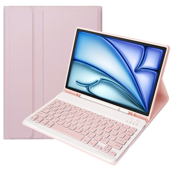 Etui z klawiaturą do iPad Air 11" 2025/2024 (7/6 gen.), Leather Pen Slot, różowe rose gold