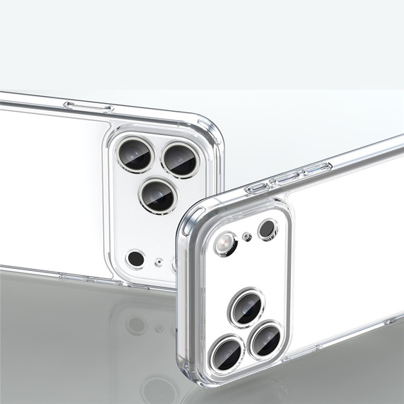 Etui silikonowe do iPhone 17 Pro Max, z twardym tyłem, transparentne