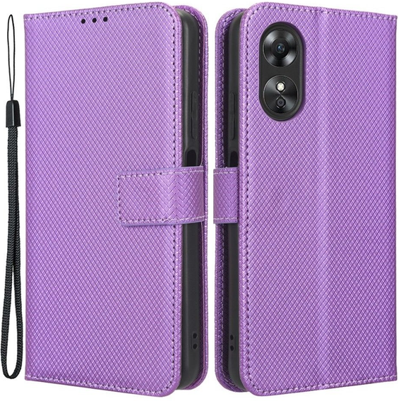 Etui z klapką do Oppo A17, Wallet Smart Magnet, fioletowe