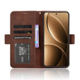 Etui z klapką do Xiaomi Poco F7 Ultra, Card Slot, brązowe