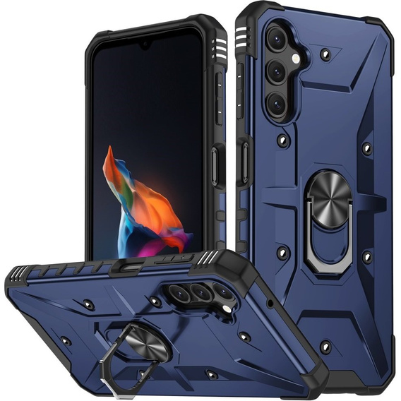 Etui pancerne do Samsung Galaxy A14 4G/5G, z ringiem, granatowe