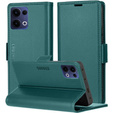Etui do Oppo Reno 13, ERBORD Glossy Litchi, portfel z klapką, zielone