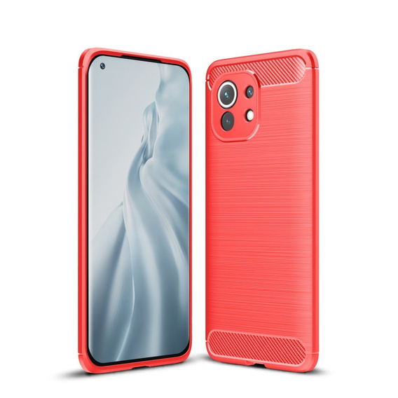 Etui do Xiaomi Mi 11, Karbon, czerwone