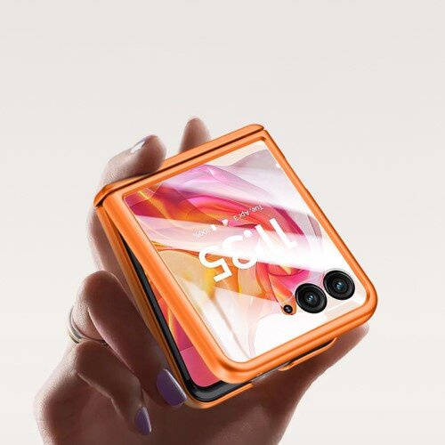 Etui do Motorola Razr 50 Ultra, PC Case, ze szkłem, pomarańczowe