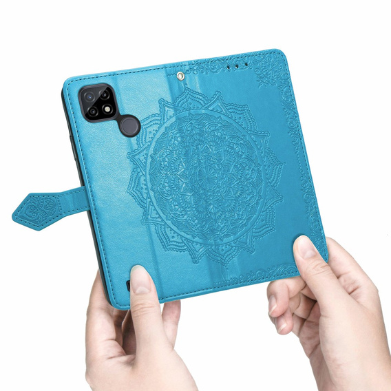 Etui z klapką do Realme C21Y / C25Y, Mandala, niebieskie