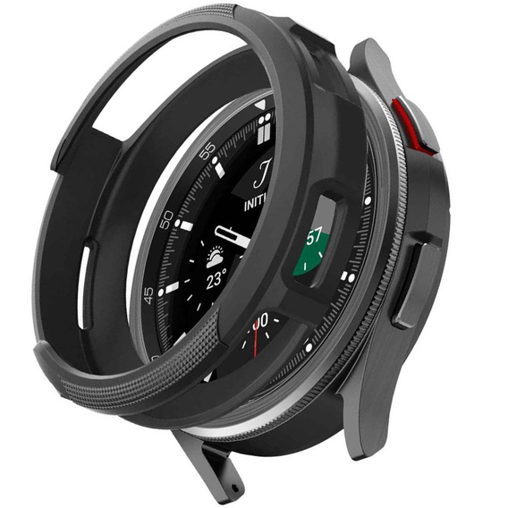 Zestaw Etui Spigen do Samsung Galaxy Watch 6 Classic 47mm, Liquid Air, Czarne + Szkło 2x Hartowane