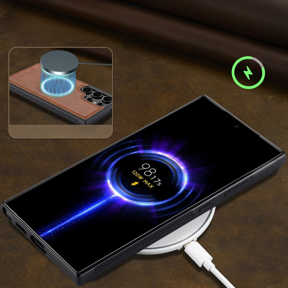 Etui do Samsung Galaxy S25 Ultra, LC.IMEEKE, kompatybilne z MagSafe – brązowe