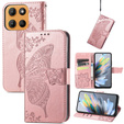 Etui z klapką do Motorola Moto G15 / Motorola Moto G15 Power, Butterfly, różowe rose gold
