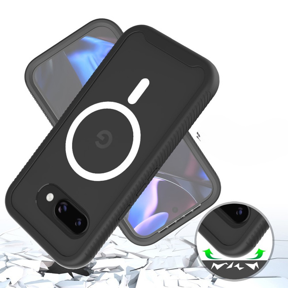 Etui do Google Pixel 9a, Shockproof, z folią na ekran, do MagSafe, czarne